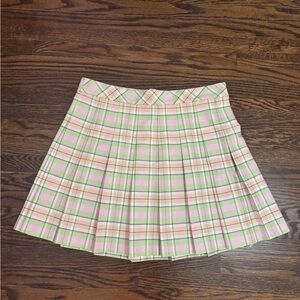 Sunday Best Aritzia Plaid Pleated Skirt in Pink and Green